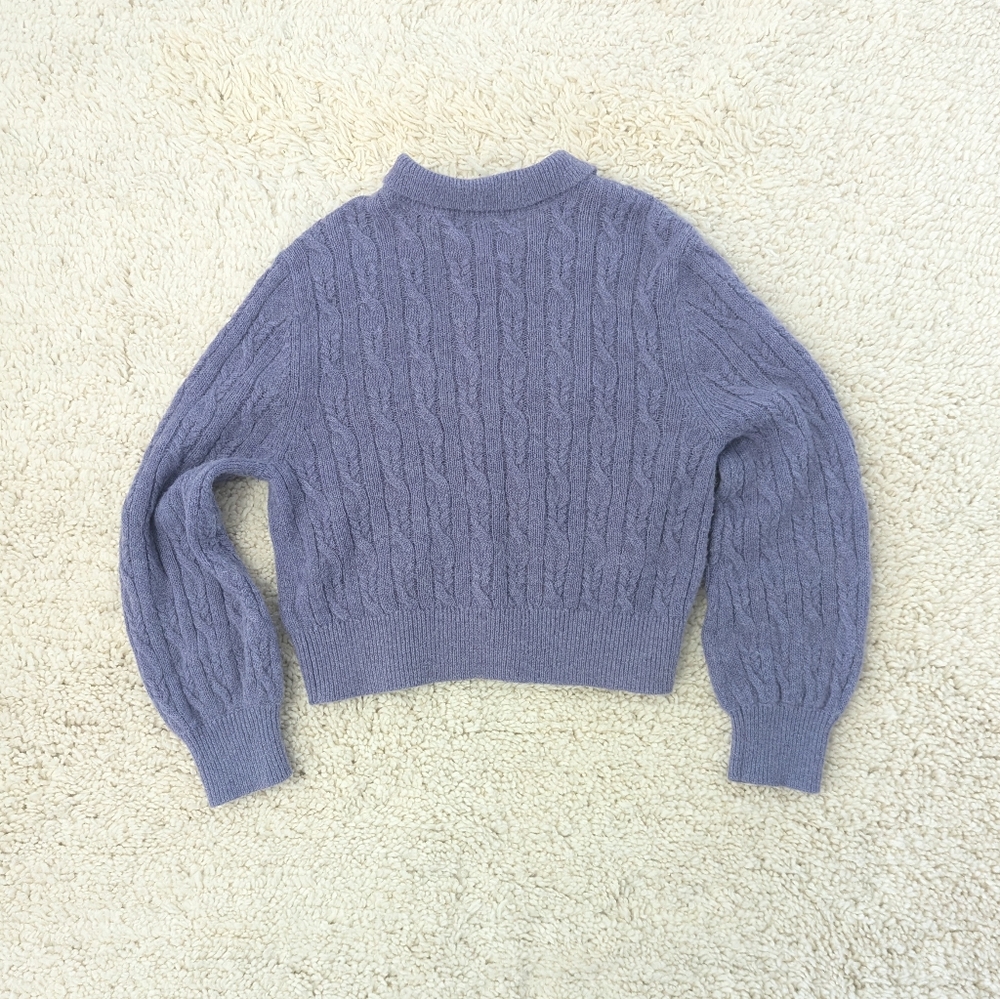 & Other Stories Purple Floral Button Alpaca Blend Cable Knit Cardigan - Picture 6 of 6